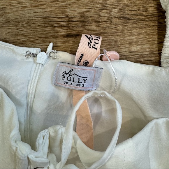 Oh Polly Fantasy Long Sleeve Ruched Sheer Dress Size 2 NWT! Lace Up Baby Doll - Picture 11 of 16